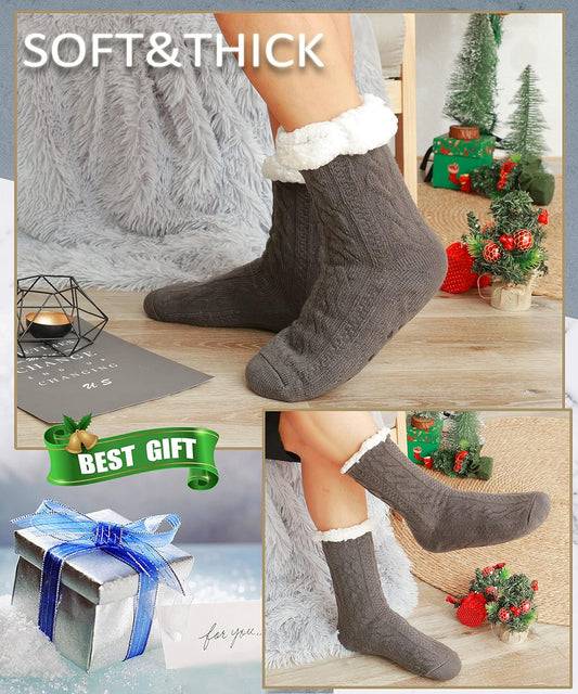 Mens Slipper Fuzzy Socks Winter Cozy Fluffy Cabin Warm Fleece Soft Comfy Thick Non Slip Home Socks V1258-DP02-E-382