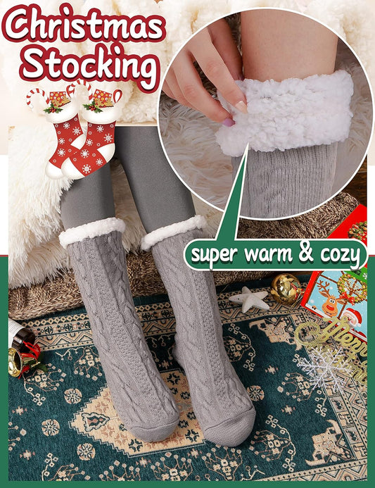 Women Slipper Fuzzy Socks Fluffy Cozy Cabin Warm Winter Soft Thick Comfy Fleece Non Slip Home Socks V1258-DP02-E-385