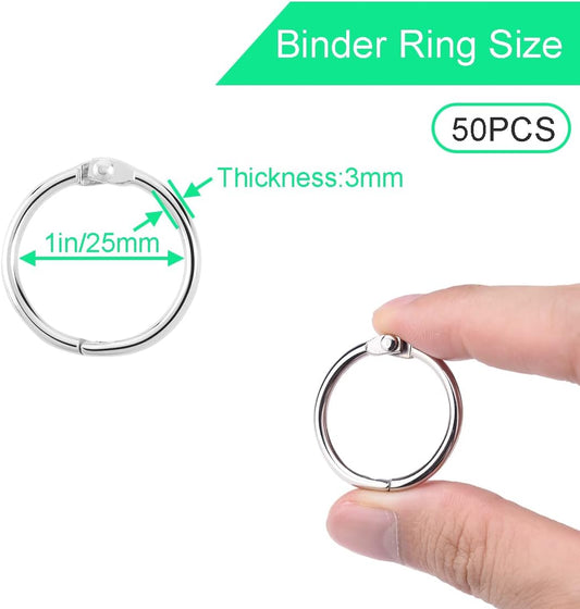 CooBigo Loose Leaf Binder Rings 1 Inch Metal Book Ring Clip for Index Card, Flashcard, Shower Curtain, DMC V1258-DP02-E-39