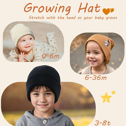 100% Cotton Toddler Beanie Hats for Baby Boys Girls Kids Infant Winter Hat Soft Warm Knit Cuffed Caps V1258-DP02-E-406