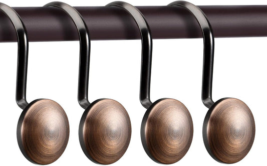 Bronze Shower Curtain Hooks, Rtproof Shower Hooks for Shower Curtain Bathroom, Oil Rubbed Decorative Shower V1258-DP02-E-430