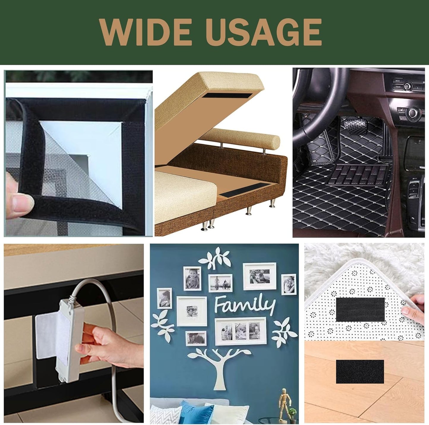 2 Inch Wide Hook and Loop Tape, Excellent Grip, Strong Adhesive Back, Nylon Self-Adhesive Fastener Strips for V1258-DP02-E-437