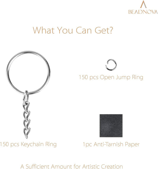 Split Keychain Ring Silver Keychain Rings for Crafts Metal Key Chain Kit for Jewelry Making Key Chains V1258-DP02-E-453