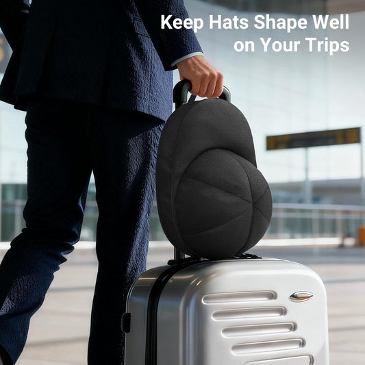 Hat Travel Case for Baseball Caps, Cap Carrier with Plastic Holder & Carrying Handle, Holds up to 6 Caps Hat V1258-DP02-E-482