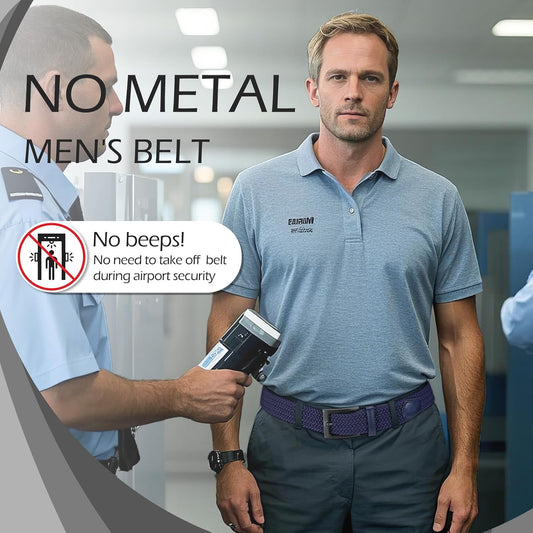 Braided Stretch Golf Belt for Men, No Metal TSA Elastic Stretch Braided Belt Men V1258-DP02-E-521