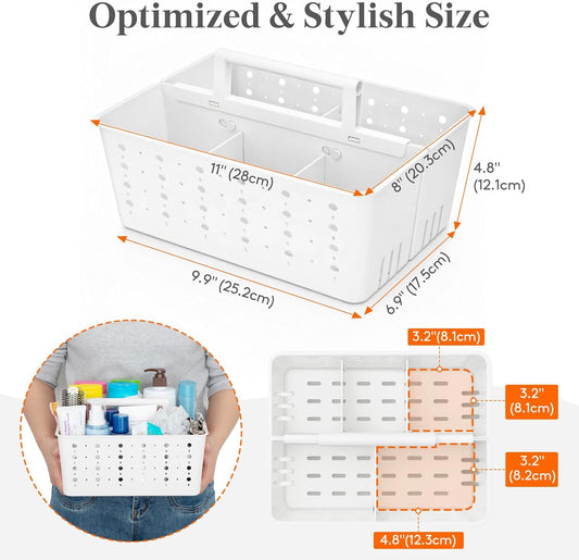Shower Caddy Portable, Cleaning Supplies Caddy Organizer with Handle and Adjtable Dividers, Plastic Shower V1258-DP02-E-540