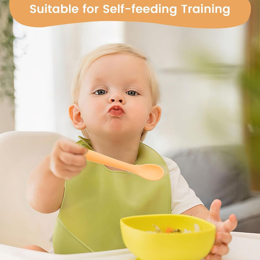 8-Piece Silicone Baby Spoons, First Stage Infant Self Feeding Spoons, Soft-Tip Gentle on Gums, Baby Utensils, V1258-DP02-E-565