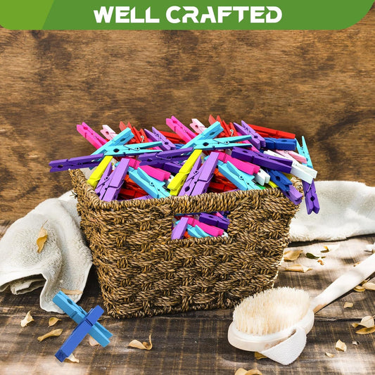 100 Pcs Colored Clothes Pins Wooden, Colored Clothespins for Crafts 2.9 Inch, Clothing Pins for Hanging V1258-DP02-E-600