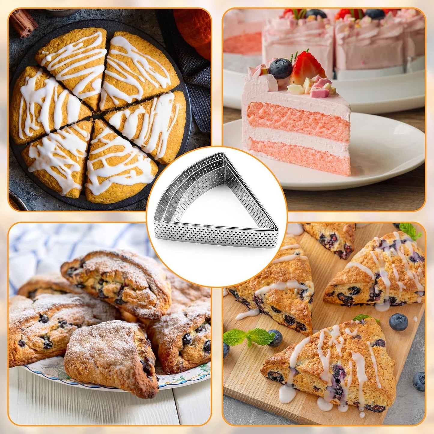 3PCS Triangle Scone Cutter, Scone Cutters For Baking Triangle, Triangles Cookie Cutter For Scones, V1258-DP02-E-607