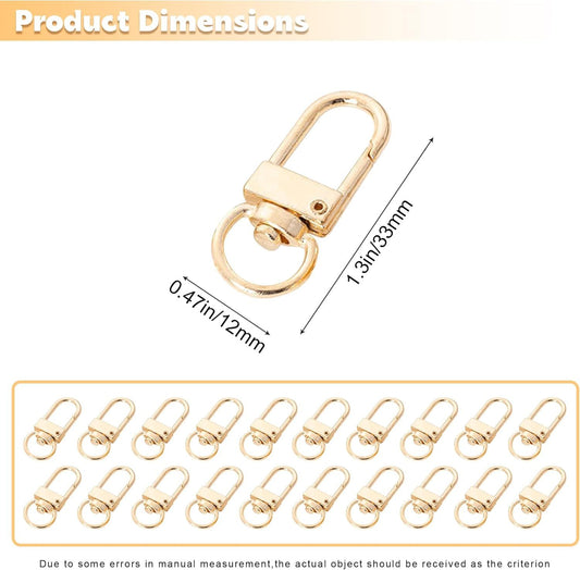 20 Pack Gold Metal Lobster Claw Clasps, 360 degrees Swivel Lanyard Snap Hooks Lobster Clasp for Keychains, V1258-DP02-E-609