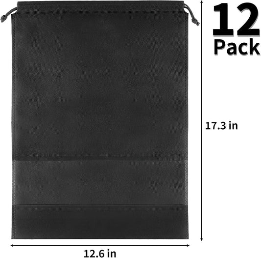 12 Pack Large Shoe Bags for Packing with Clear Window, Dustproof Drawstring Travel Shoe Storage Bags for Men V1258-DP02-E-613