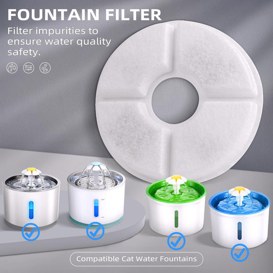 Filters Replacements for Flower Automatic Pet Fountains, Cat Water Fountain Replacement Parts and Dog Water V1258-DP02-E-62