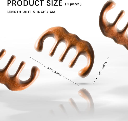 Wooden Comb, Head Massager Scalp Tool with Anti-Static Sandalwood Design, Scalp Massager for Hair Growth, V1258-DP02-E-667