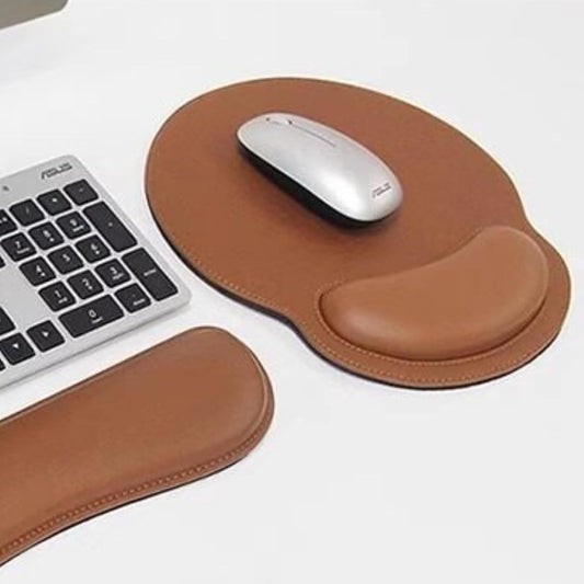 Leather Mouse Pad with Wrist Rest Support Ergonomic Office Computer Keyboard Hand Pad Non Slip Base for Desk V1258-DP02-E-676