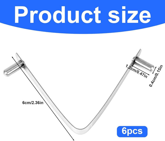 6pcs Pool Brush V-Shaped Clip, Stainless Steel Double Pin Spring Button Clip Pool Pole Butterfly Clips for V1258-DP02-E-743