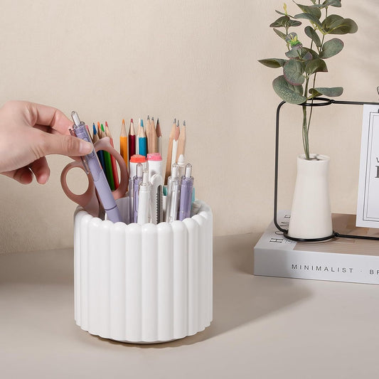 360 degrees Rotating Pen Holder 7 Slots Desk Organizer Removable Pencil Cup Plastic Art Supplies and V1258-DP02-E-821