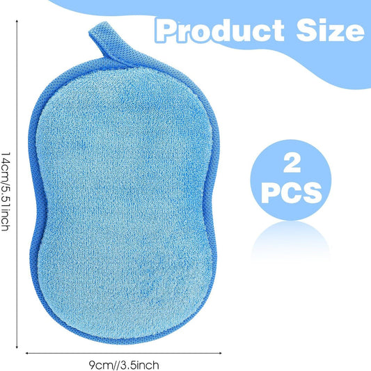 2Pcs Soft Bath Sponge, Cotton Shower Sponge Absorbent Gentleness Exfoliating Body Scrubber Shower Skin V1258-DP02-E-826