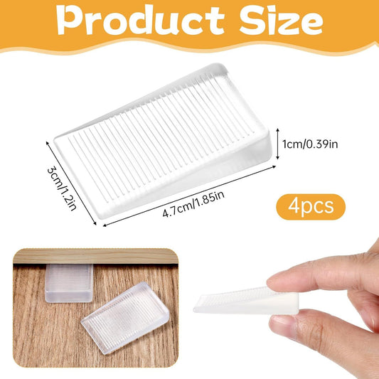 4 Pack Rubber Door Stop, Wedge Thin Door Stoppers for Bottom of Doors Clear Non-Scratching Doorstops Sturdy V1258-DP02-E-829