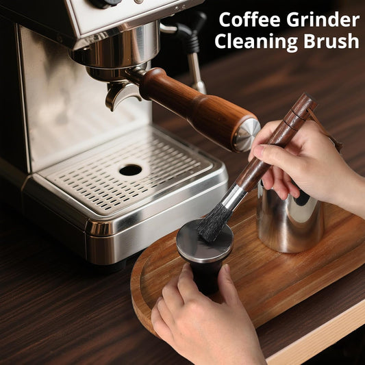 2-Pack Coffee Grinder Cleaning Brush with Natural Walnut Wood Handle and Black Boar Bristle, Coffee Bar V1258-DP02-E-84
