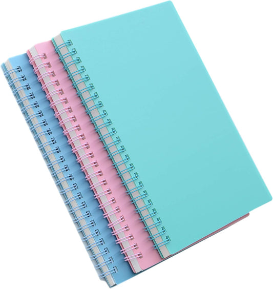 Yansanido Spiral Notebook, 3 Pcs A5 Thick Plastic Hardcover 8mm Ruled 3 Color 80 Sheets -160 Pages Journals V1258-DP02-E-87