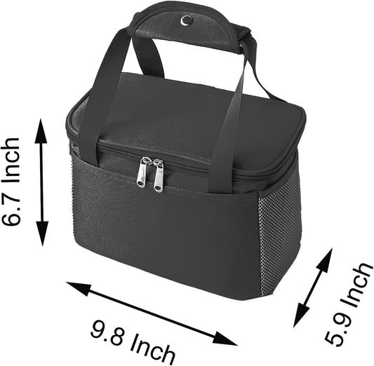 Yansanido 6L Thickened Black Reusable Insulated Lunch Bag for Women and Men Travel Picnic and Lunch Box V1258-DP02-E-92
