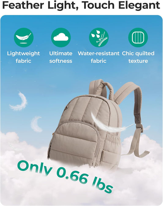 Mini Backpack for Women, Lightweight Puffer Small Backpack Purse, Quilted Casual Travel Daypack, Cute V1258-DP02-F-11