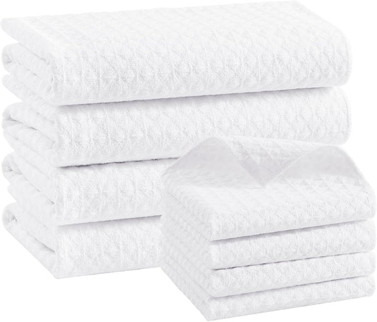 Homaxy Microfiber Waffle Weave Towels Set, 16 x 28 Inch and 12 x 12 Inch and 100% Cotton Waffle Weave Kitchen V1258-DP02-F-121