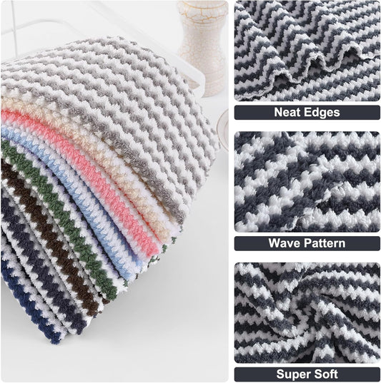 Homaxy 12 Pack Kitchen Dish Cloths(10 x 10 inches, Dark Grey), Ultra Soft and Absorbent Dish Towels and 100% V1258-DP02-F-123