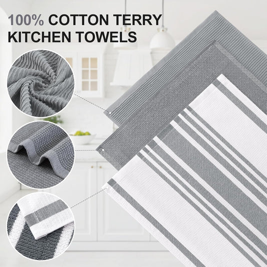 Homaxy Premium Kitchen Towels(18"x 28", 6 Pack, Grey) and Terry Kitchen Towels(15" x 25", 6 Pack, Dark Grey), V1258-DP02-F-153