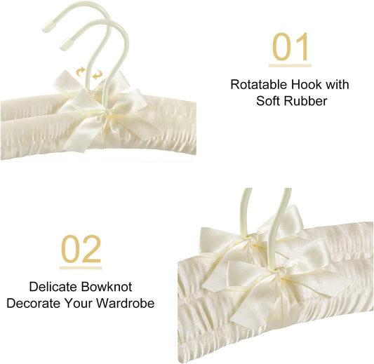 TOPIA HANGER Padded Hangers for Women Clothing,17-inch Satin Hangers 10 Pack Thick Foam Padded No Shoulder V1258-DP02-F-219
