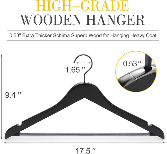TOPIA HANGER Premium Wooden Hangers, Luxury Boutique Wood Hangers with Extra Thick Hook and Non Slip Pants V1258-DP02-F-225