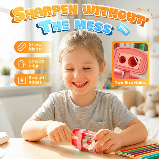 4 Pcs Pencil Sharpeners with Lid, Dual Holes Handheld Pencil Sharpener, Compatible with Standard and Jumbo V1258-DP02-F-38