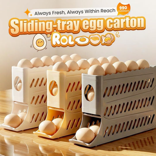 2026 Egg Holder for Fridge, Upgraded 4 Tiers Automatic Rolling Egg Dispenser, No Assembly Required Easy V1258-DP02-F-39