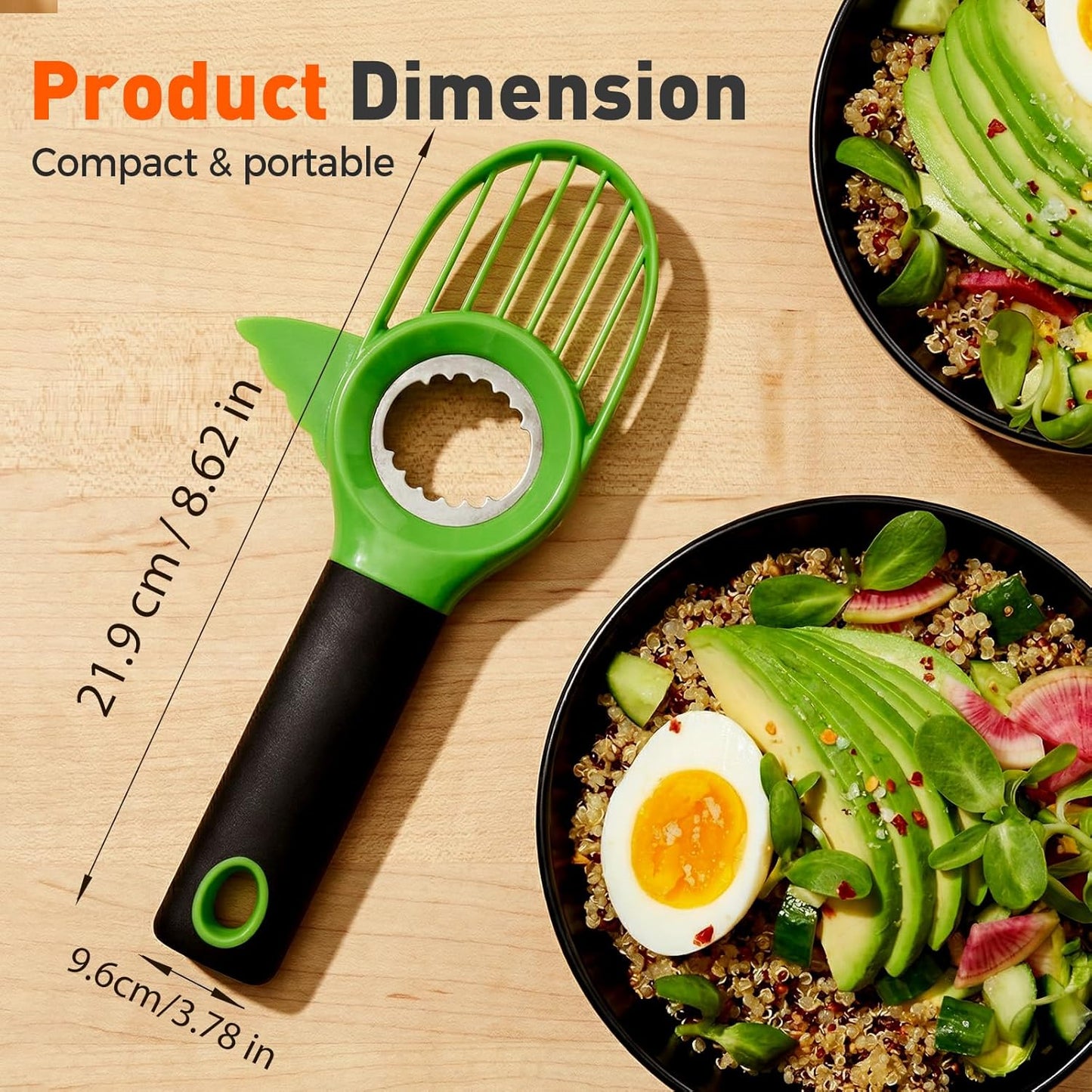 3-in-1 Avocado Slicer Tool, Multi-Function Splitter Pitter Cutter, Silicone Comfort-Grip Handle Avocado V1258-DP02-F-390