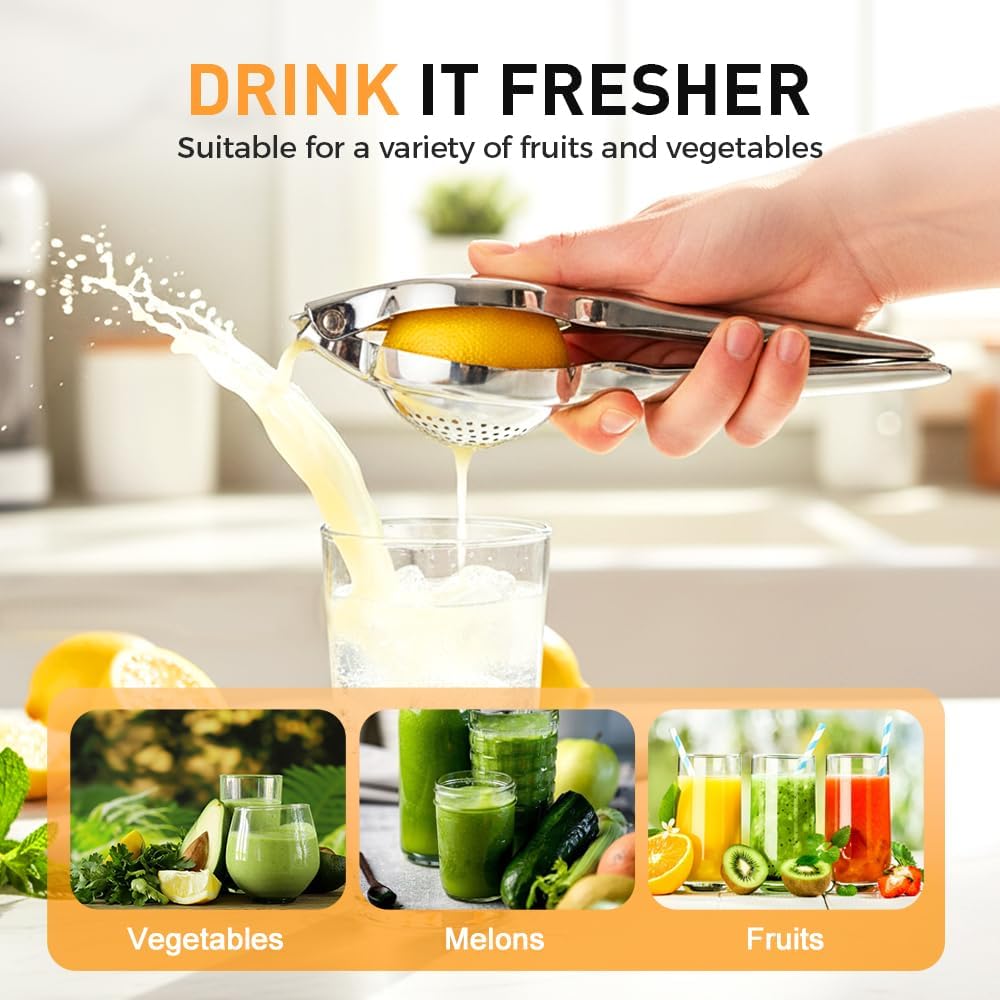 Lemon Squeezer, Stainless Steel Lemon Squeezer with Zester, Heavy Duty Squeezer Juicer for Lemon, Press Citr V1258-DP02-F-432