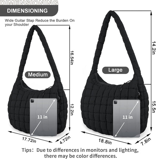 Quilted Puffer Tote Bag Purse Puffy Crossbody Shoulder Bag,Lightweight Nylon Hobo Bag Puffer Carryall Bag for V1258-DP02-F-447