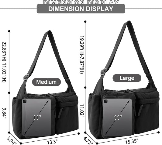 Nylon Crossbody Messenger Bag for School, Women Large Shoulder Bag Hobo Tote Bag Lightweight Computer V1258-DP02-F-449