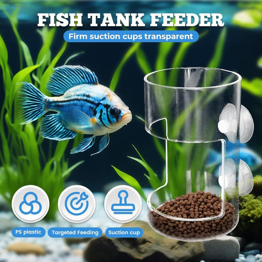 No Mess Aquarium Feeder, 2026 New Acrylic Clear Fish Tank Feeder with Suction Cup, Preventing Food Scattering V1258-DP02-F-47