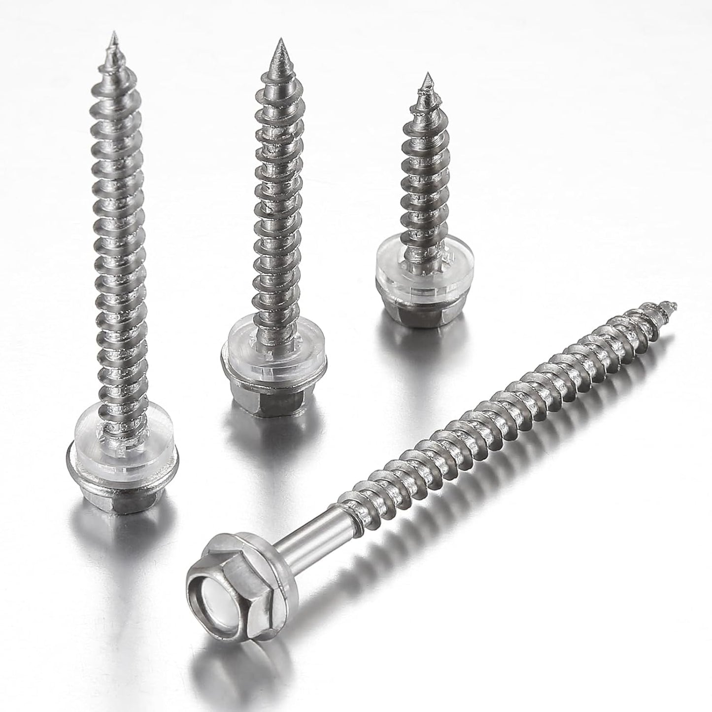 (200Pcs)#10x1-1/4 Self-Tapping Screws for Wood 410 Stainless Steel Hexagon Head Quick Tapping V1258-DP02-F-480