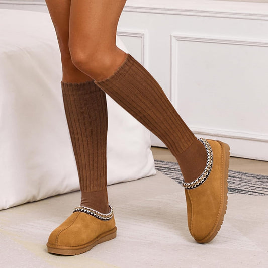 Women's Slouch Socks Long Boot Scrunch Sock Soft Cotton Knit Cozy Socks 3 Pairs V1258-DP02-F-510
