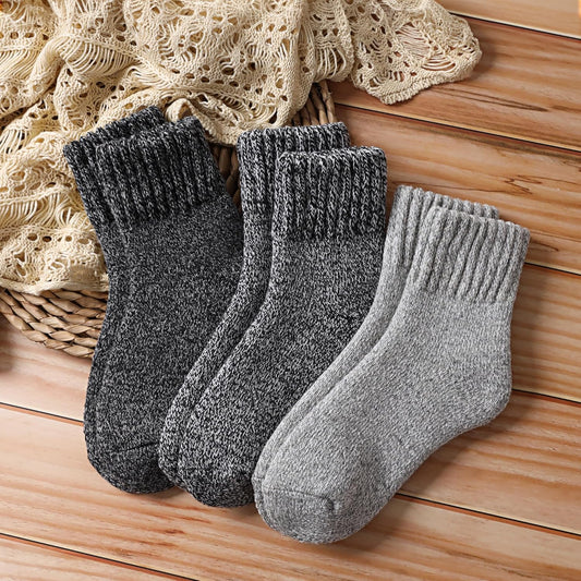 Merino Wool Socks for Women 3 Pairs - Thick Cozy Crew Thermal Boot Socks for Hiking,Cabin Work,Gift,Everyday V1258-DP02-F-521