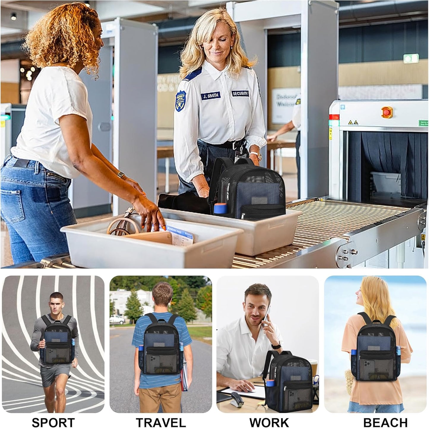 Heavy Duty Semi-Transparent Mesh Backpack, See Through College Student Backpack, V1258-DP02-F-530