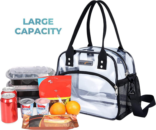 Clear Multi-purpose Tote Bag, Transparent Lunch Bag with Removable Bottom Board, Adjtable Shoulder Strap, V1258-DP02-F-531