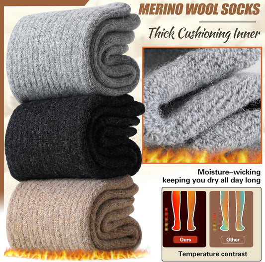 Merino Wool Socks for Women Hiking Thermal Warm Winter Thick Boot Cozy Crew Comfy Work Socks for Ladies 5 V1258-DP02-F-554