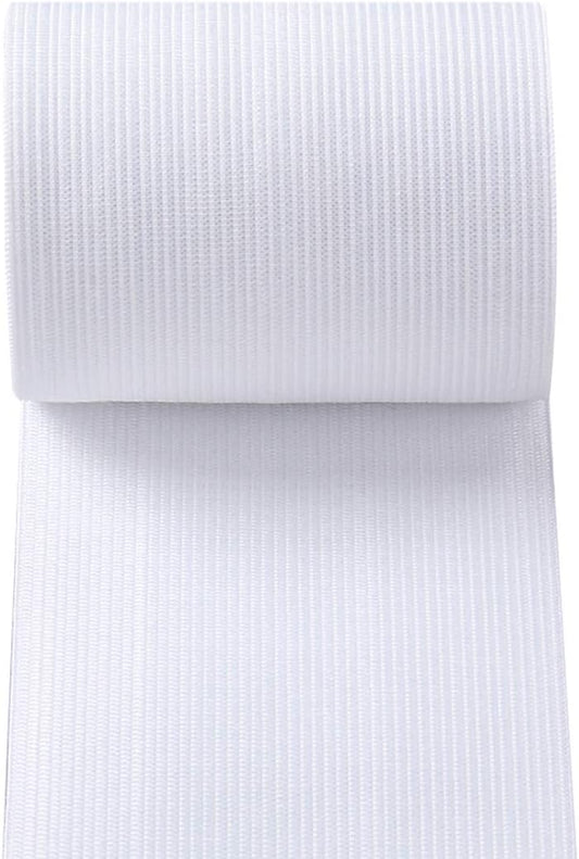 Knit Elastic Bands for Sewing White Heavy Stretch High Elasticity Flat Elastic Cord 3 Inch Wide Braided V1258-DP02-F-572