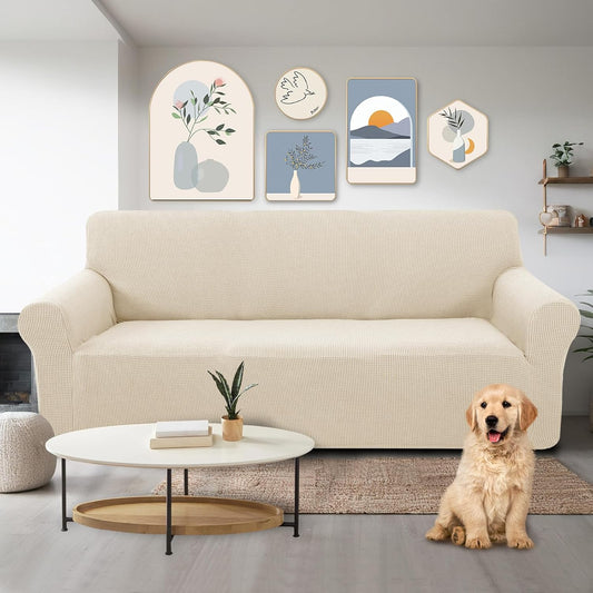 Stretch Couch Cover Sofa Bundles loveseat (Beige) V1258-DP02-F-595