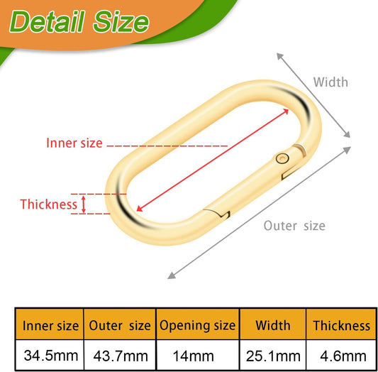 6pcs Gold Carabiner Clips + 10pcs Gold Spring Keychain Clips for Key Chain Purse Starp Dog Tag V1258-DP02-F-61