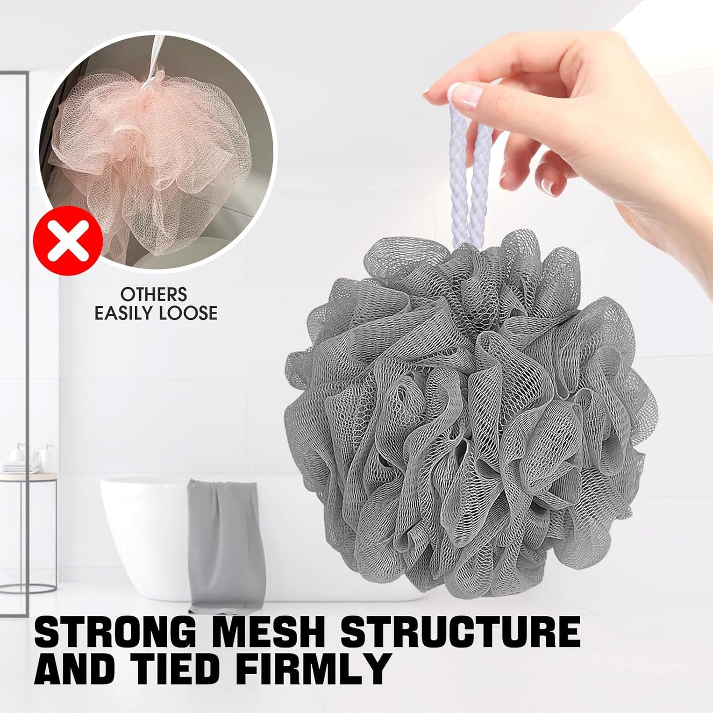 Loofah Bath Sponge Shower Loofa Bath Puff Body Scrubber Exfoliating Soft Premium 4 Pack V1258-DP02-F-613
