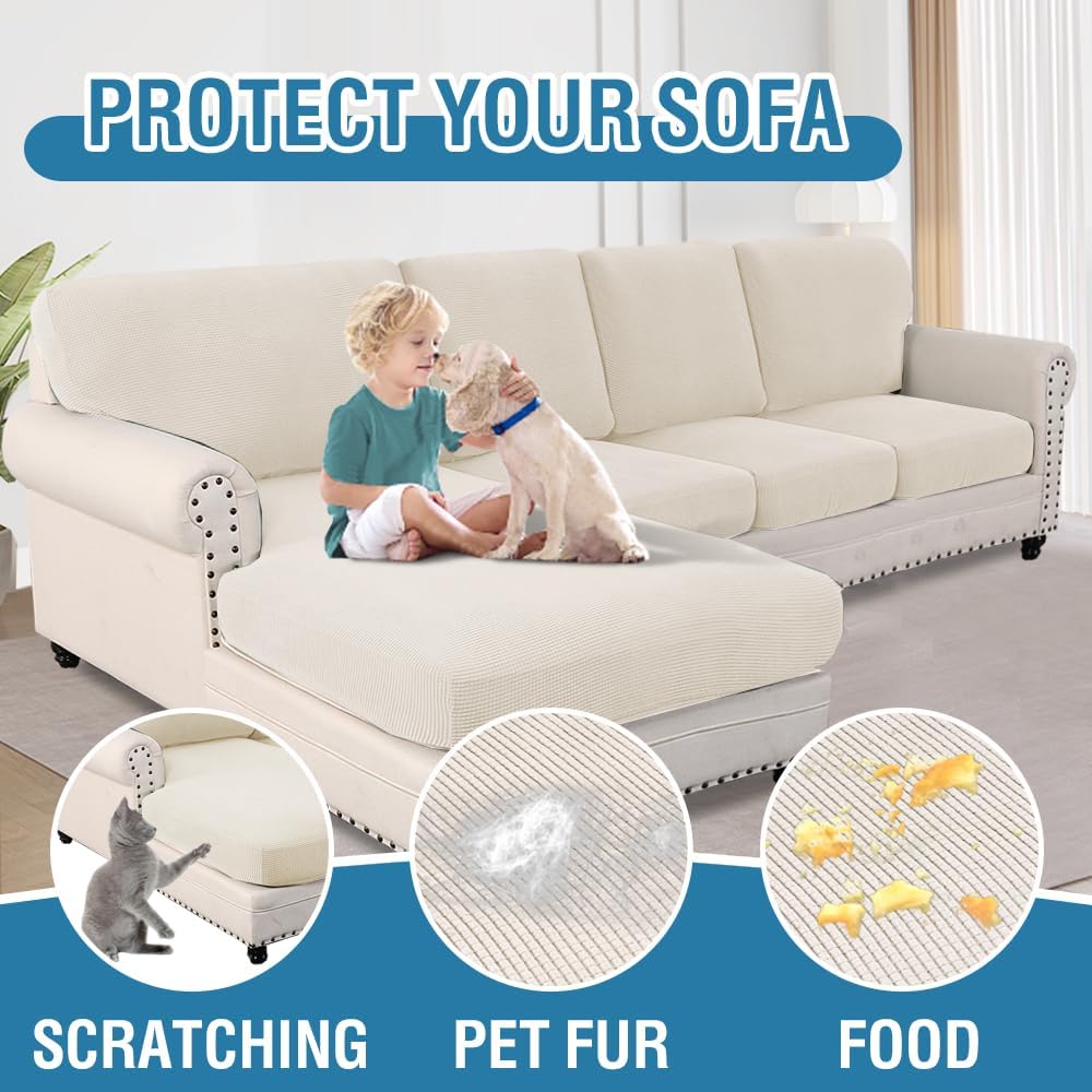 Sectional Couch Covers 8 Pieces Stretch Sofa Covers for Sectional Sofa Set Separate L Shaped Couch Cover for V1258-DP02-F-639