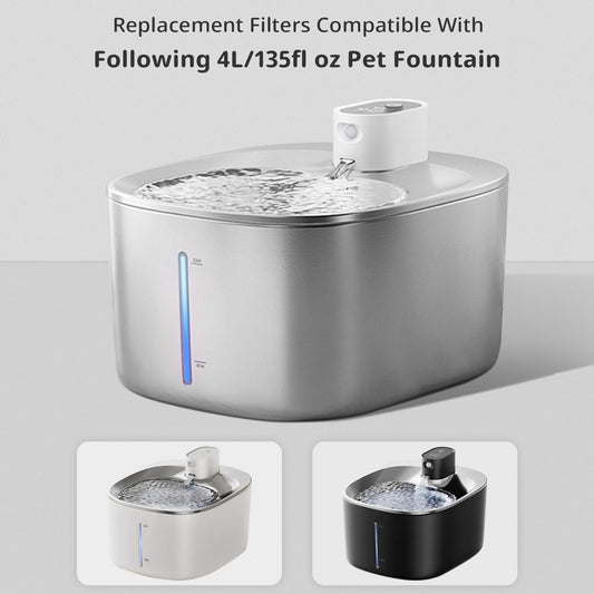 Cat Water Fountain Filter Replacement Pet Drinking Fountain Filters Compatible with 135 fl oz/4L Cat Water V1258-DP02-F-67
